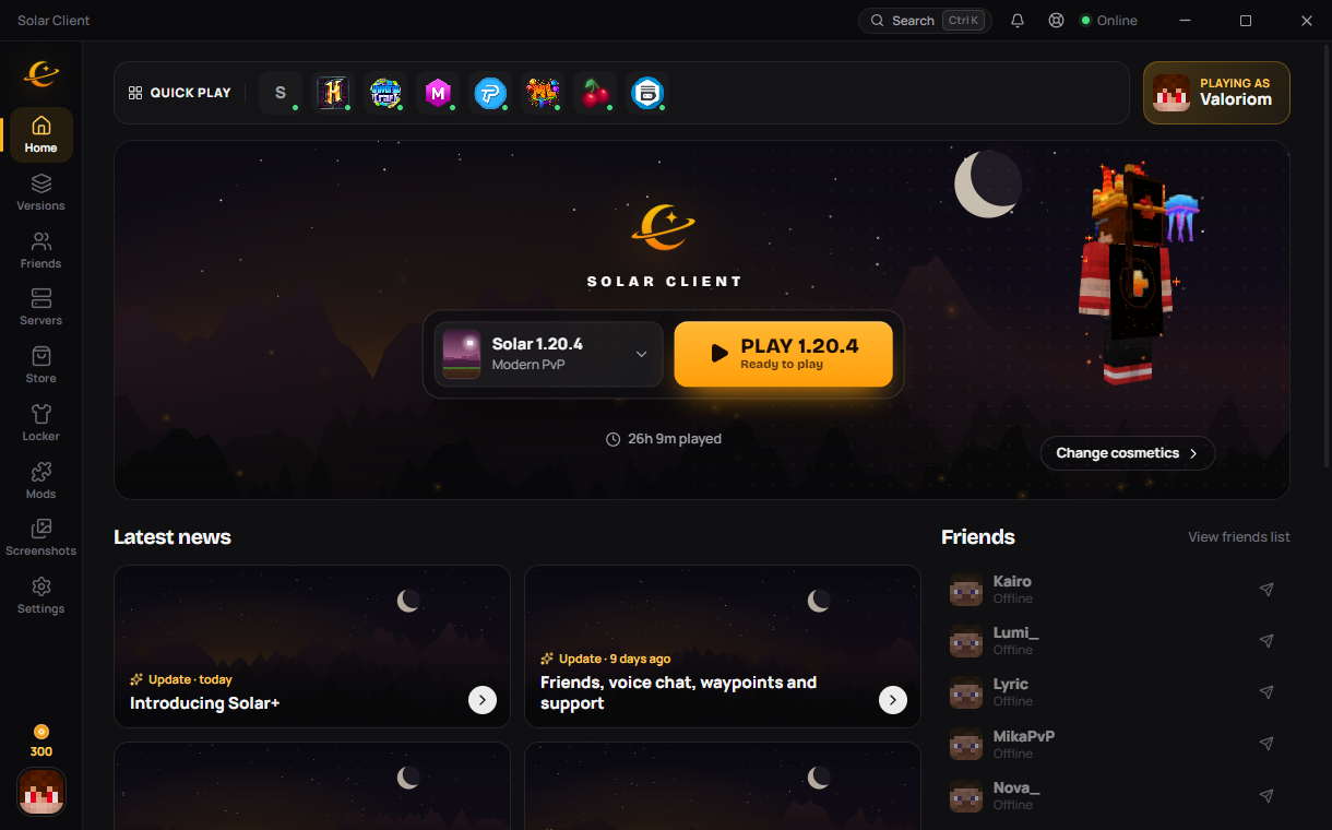The Solar launcher home screen
